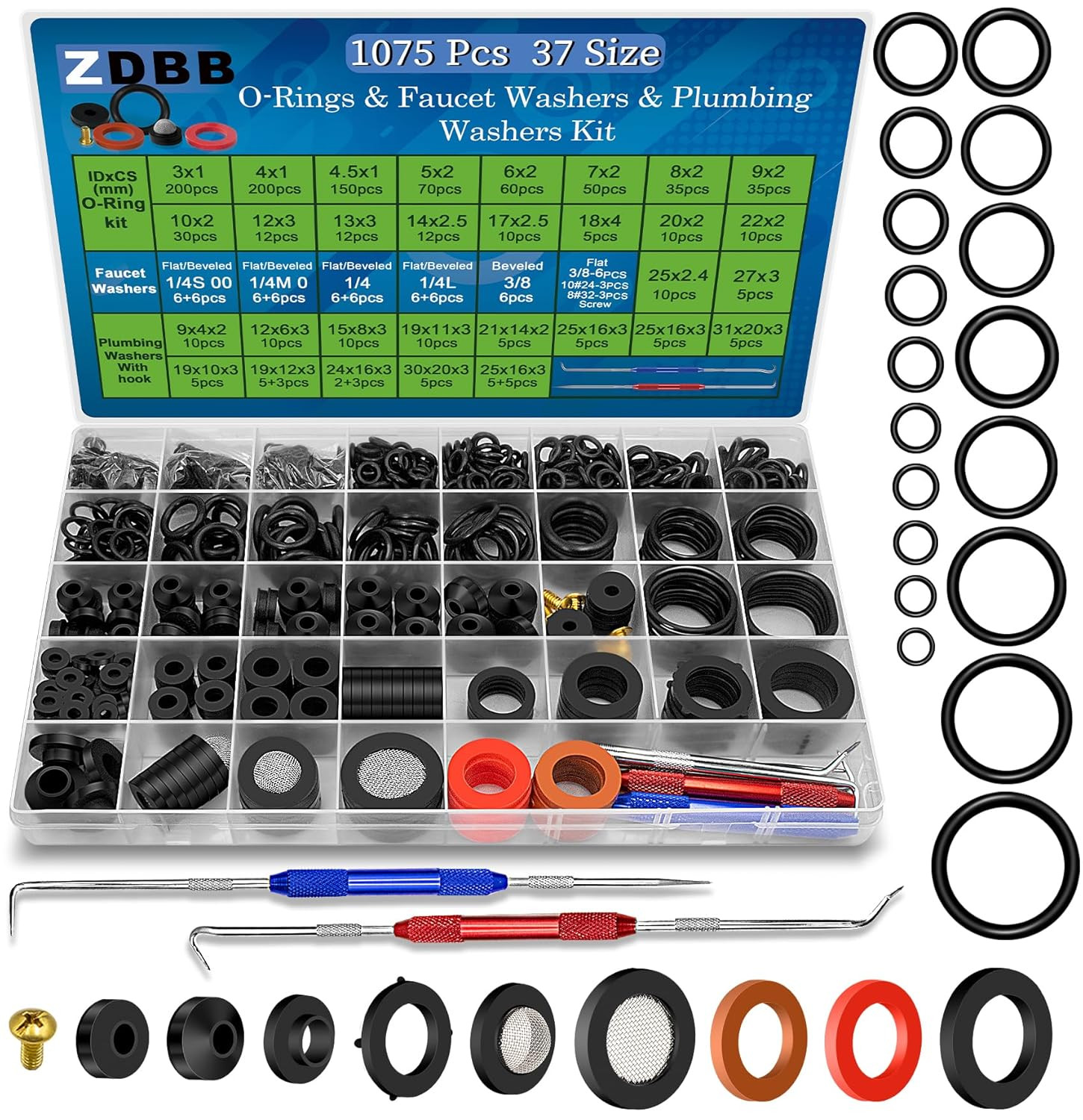 Faucet Washer and Hose Gasket Assortment Kit Rubber Spigot Tap Plumbing Repair