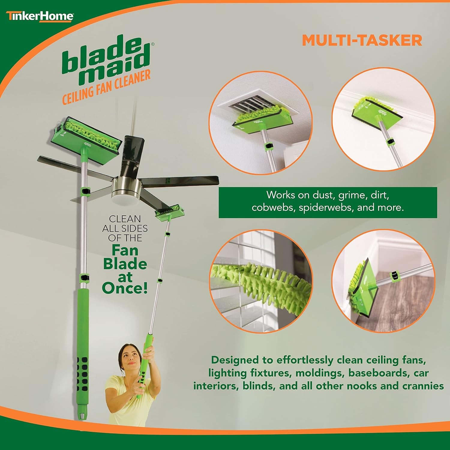 Blade Maid Ceiling Fan Cleaner & Flexible Kit- 3ft Pole