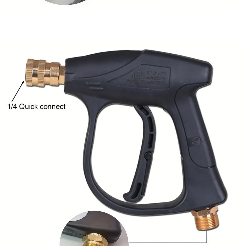 1/4″ High Pressure Washer Gun 4000 PSI Car Wash Foam Spray Short Wand w/5 Nozzle