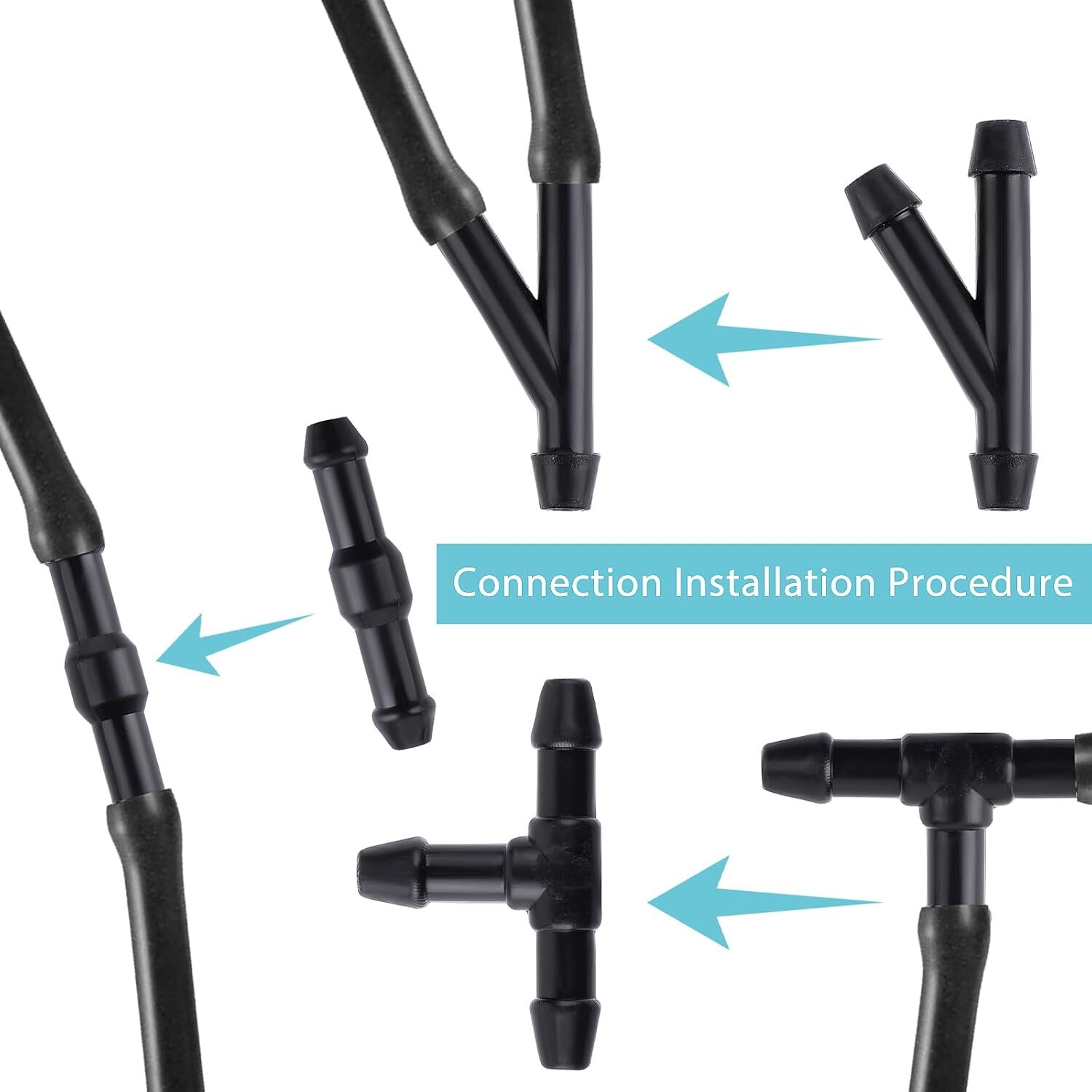 30 Pcs Windshield Wipers Hose Connectors, 2-Way + 3-Way I/T/Y 3 Type Windshield
