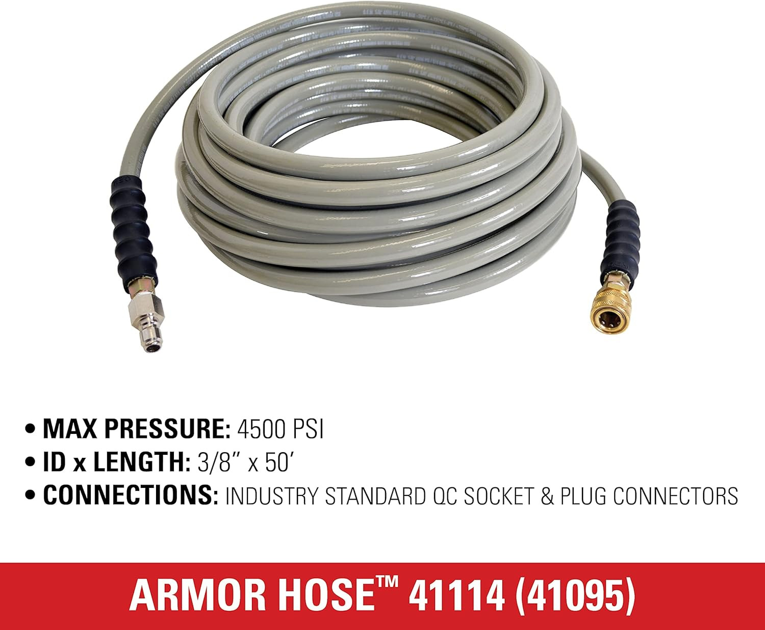 Armor Series 4500 PSI Pressure Washer Hose, 3/8″ x 50′, Hot/Cold Use