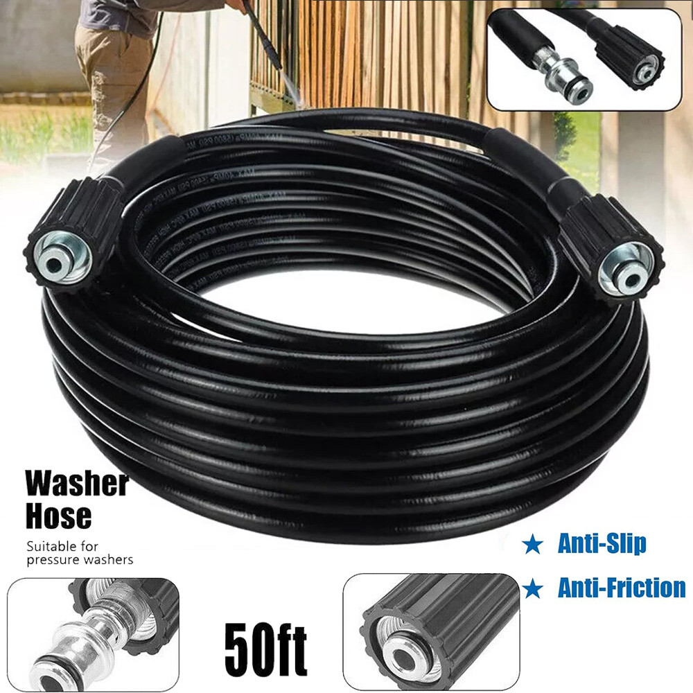50FT Pressure Washer Hose 5800PSI M22 14MM Power Washer Extension Hose Anti-kink