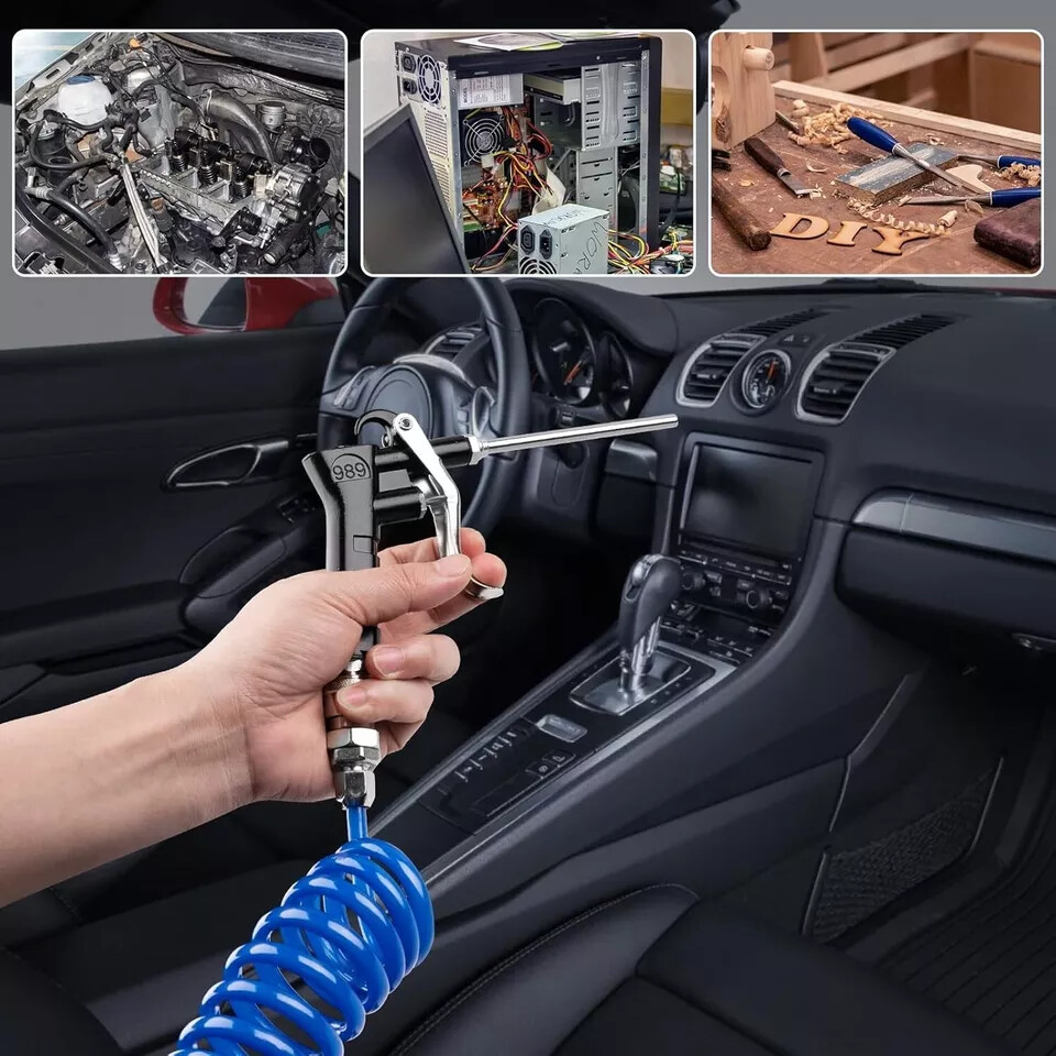 19.6ft PU Hose Air Blow Gun Kit High Pressure Air Compressor Tool Dust Clean