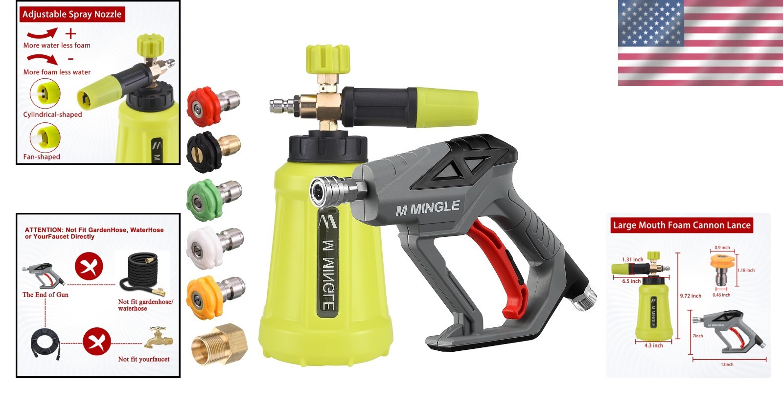 High Pressure Washer Gun Foam Cannon, 4000 PSI, 1 Liter Tank – Pro Car Wash Kit