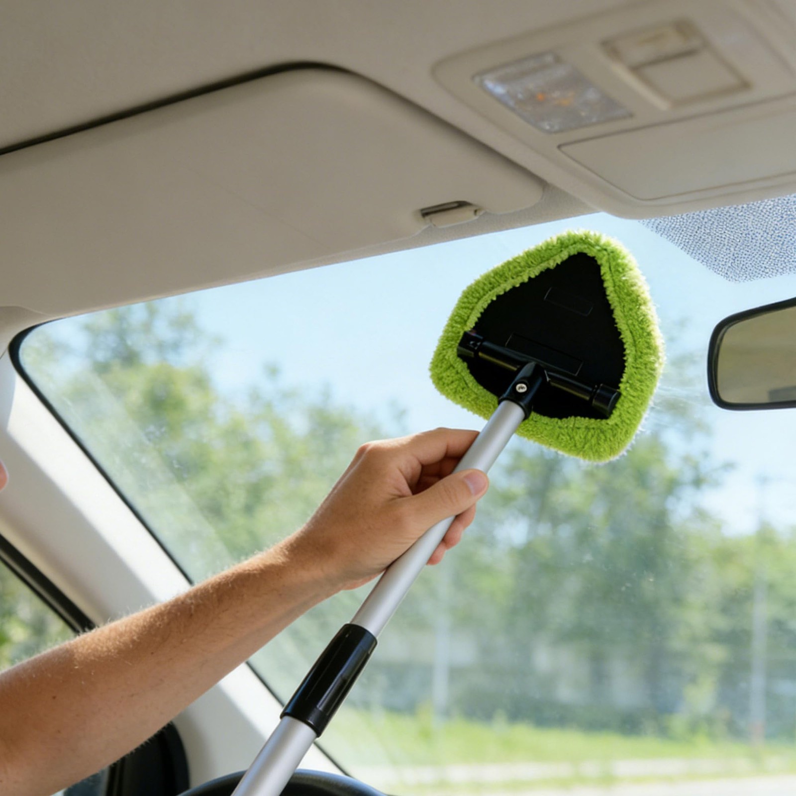 Windshield Cleaning Tool with 4 Microfiber Pads