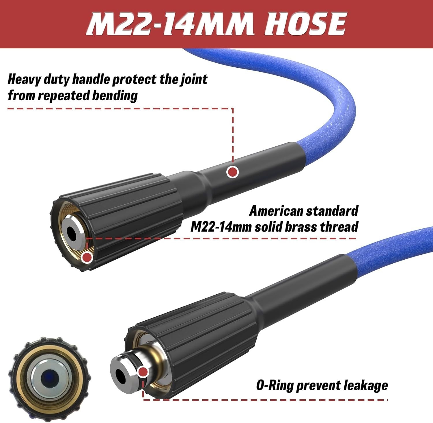 25 FT Pressure Washer Hose – 3700 PSI Super Flexible & Kink-Resistant Design