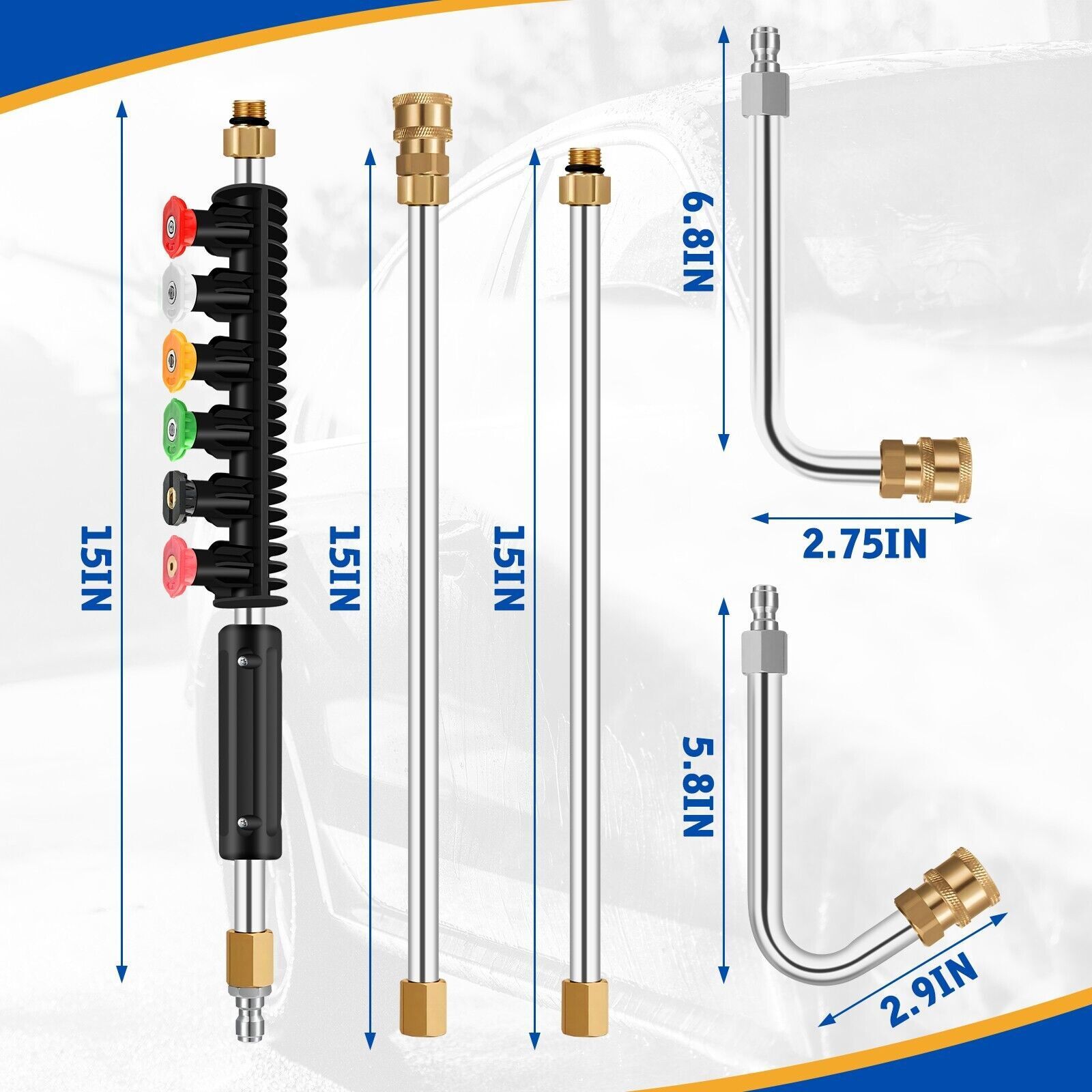 High Pressure Washer Extension Wand Replace Lance Gutter Cleaner Nozzles 4000PSI
