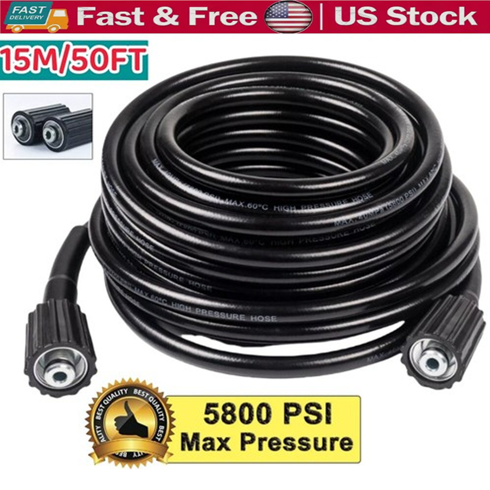 High Pressure Washer Hose 15M/50FT 5800PSI M22-14mm Power Washer Extension Hose