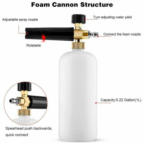 1/4″ Snow Foam Pressure Washer Gun Car Wash Soap Lance Cannon Spray Jet Bottle