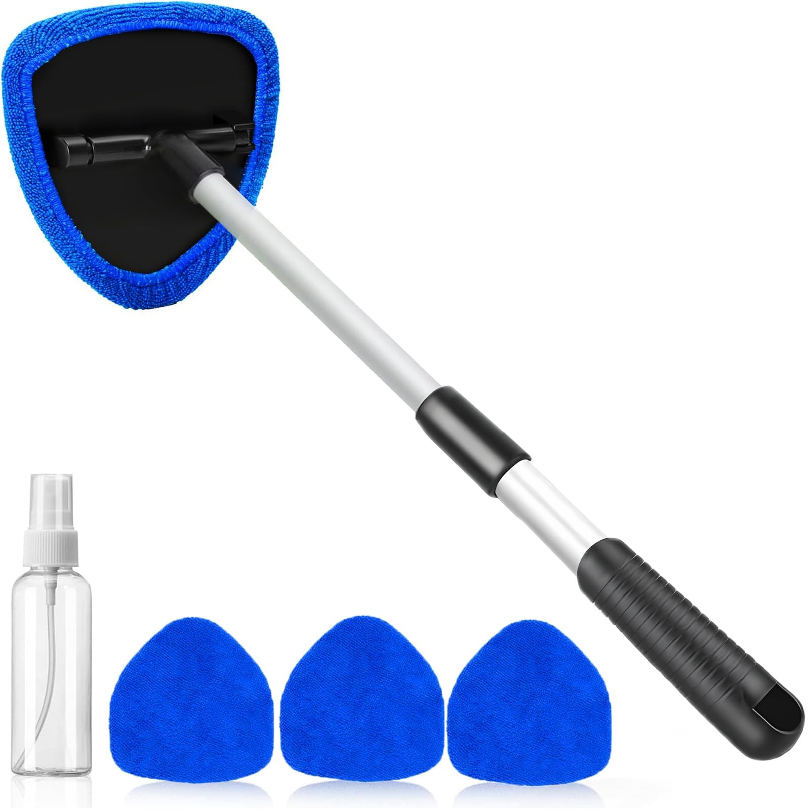 Windshield Cleaner Tool with Reusable Microfiber Pads Inside Car Window