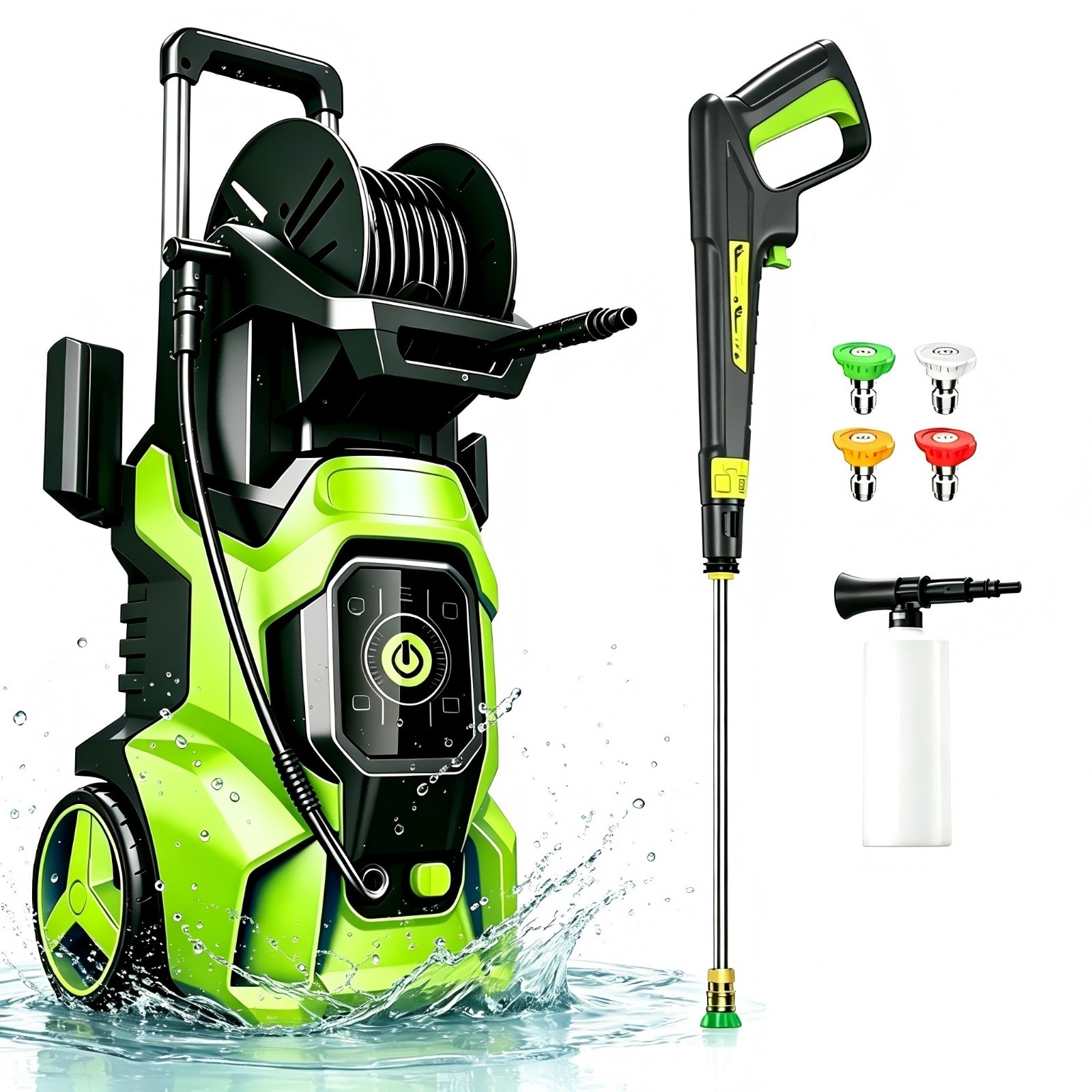 Pressure Washer 4500PSI 3.0GPM, 15-Level Touch Control, Foam Cannon, for Patio