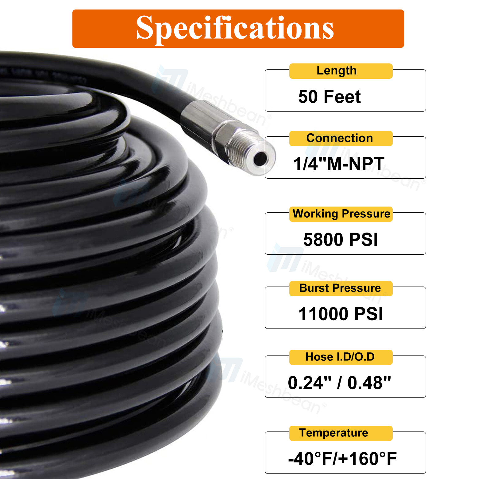 50’/150’/200′ 1/4″ Hose Sewer Line and Drain Jetter Kit w/ Sewer Nozzle&Adapters