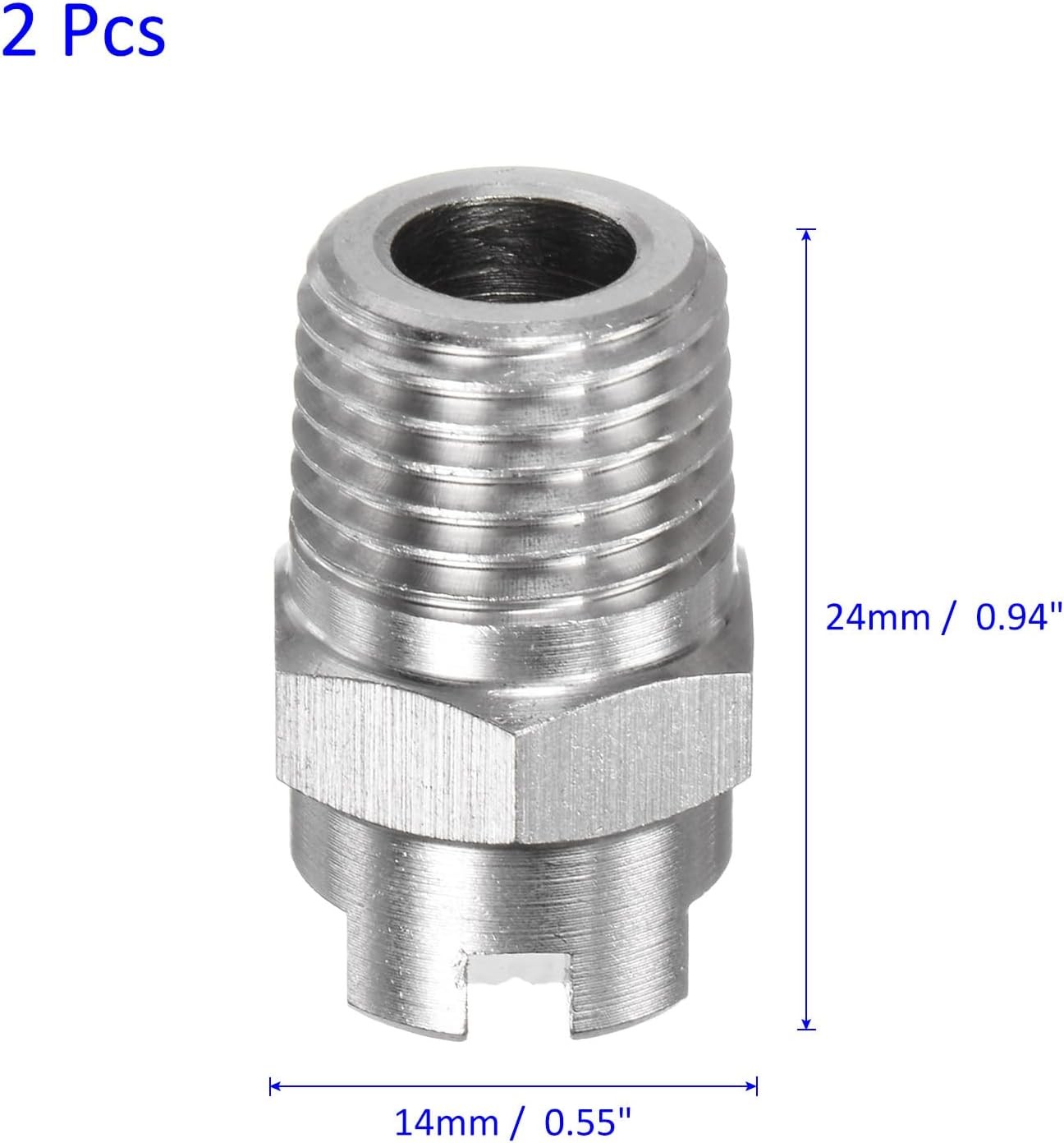 2-Pack Flat Fan Spray Tip 45 Degree 1/4BSPT Male Stainless Steel Pressure