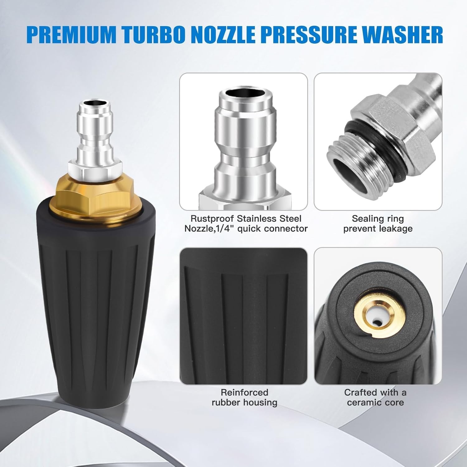 Efficient Pressure Washer Spray Nozzle Set – 4000 PSI, Quick Connect, 5 Tips