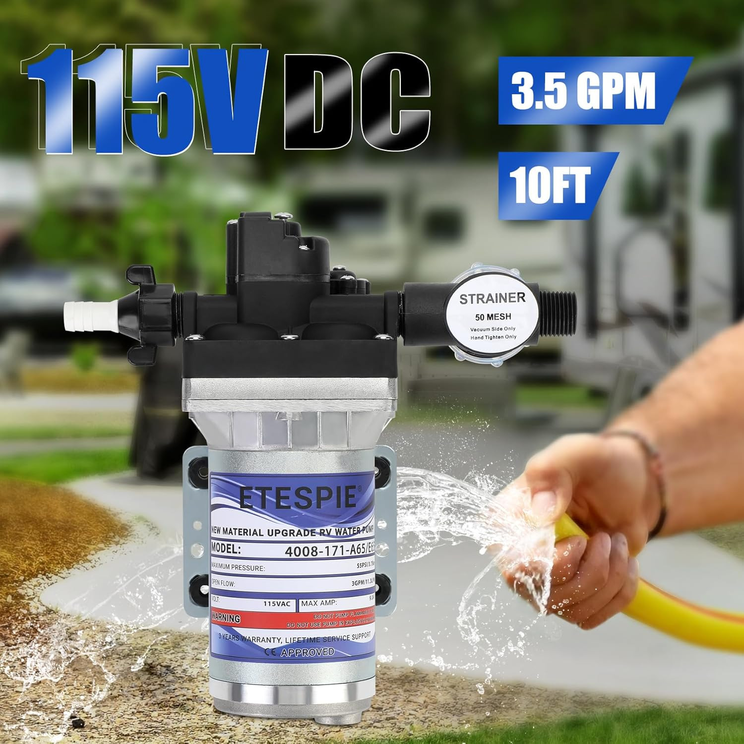 4008-171-A65/E65 Water Pump, 115V 3.0GPM with Strainer, Portable Electric Utilit