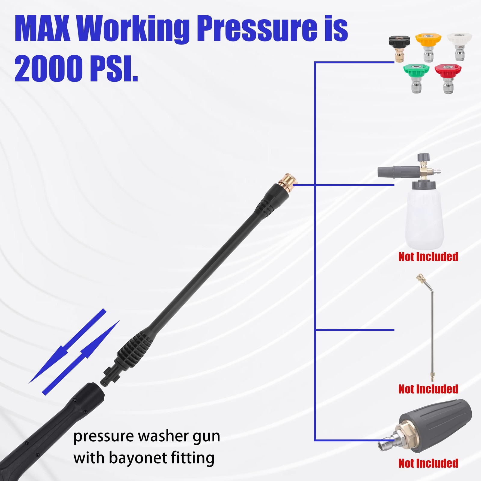 FIXFANS Pressure Washer Wand Replacement, 16 Inch Power Washer Wand with 1/4”…