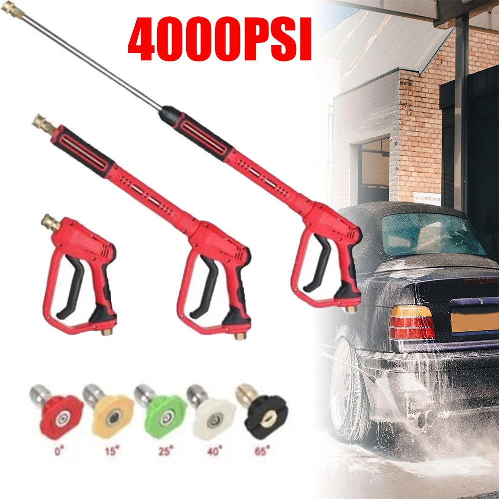 High Pressure 4000PSI Car Power Washer Gun Spray Wand Lance Nozzle and Hose Kit