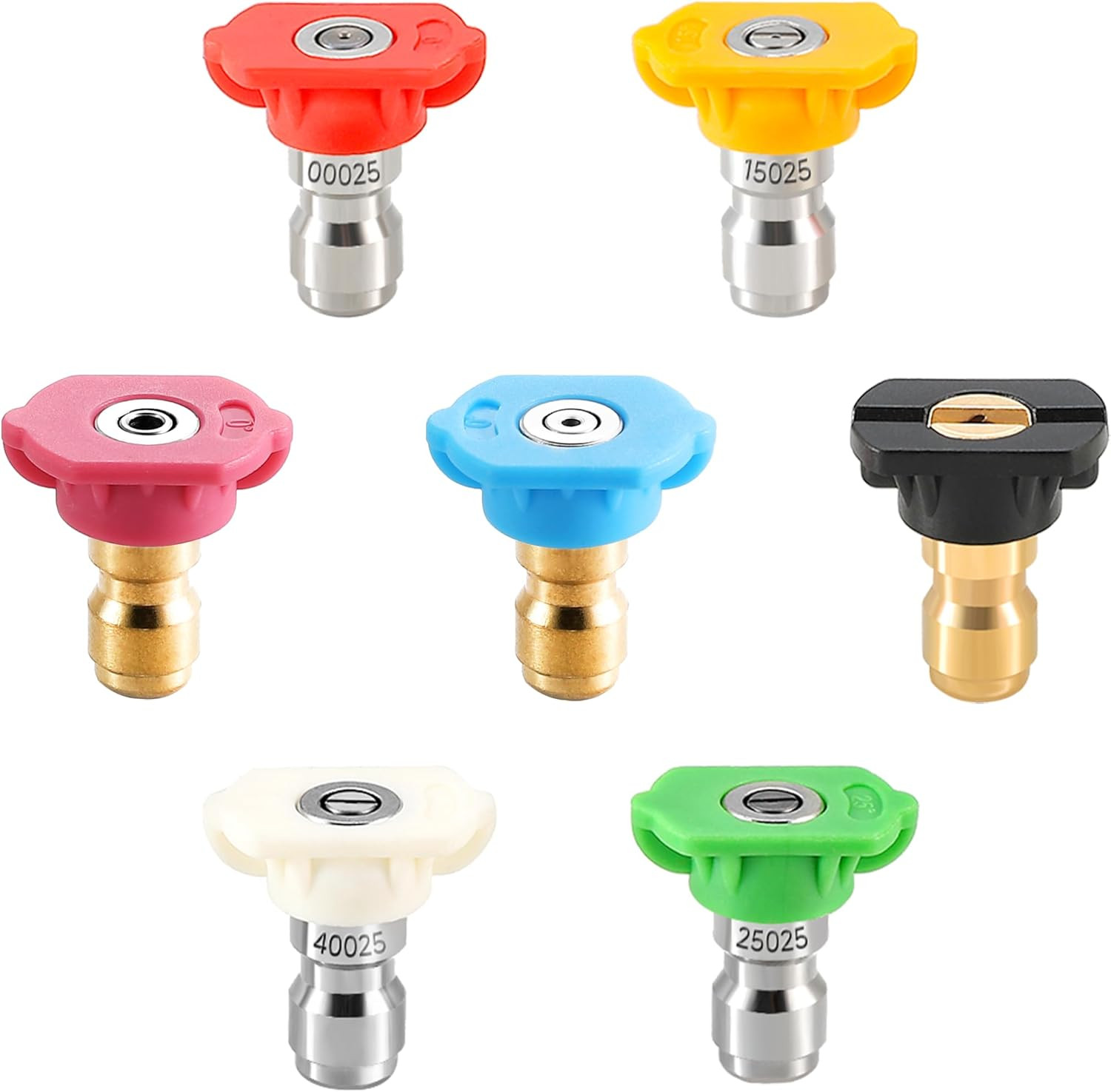 Pressure Washer Tips, Set of 7 Power Washer Nozzle Tips Multiple Degrees, 1/4 In