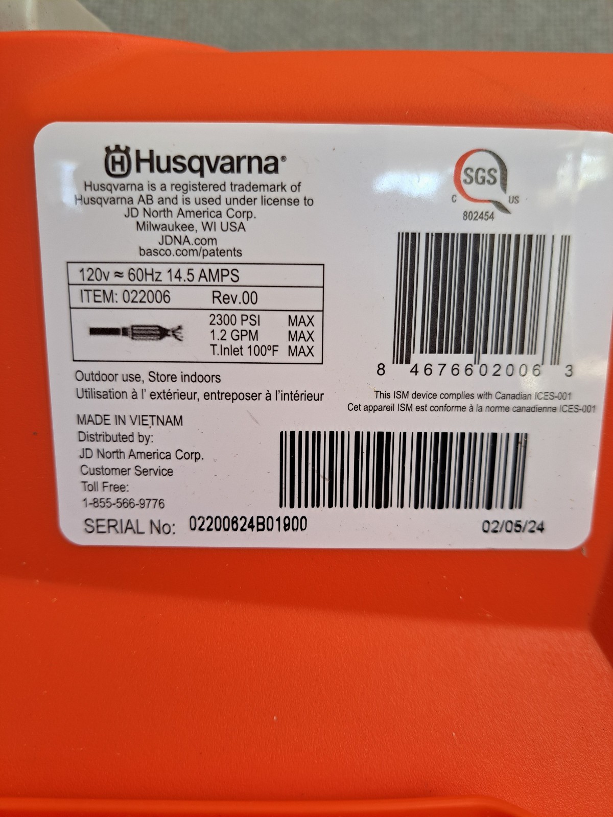 Husqvarna PW 2300 Pressure Washer Main Cover w/Screws