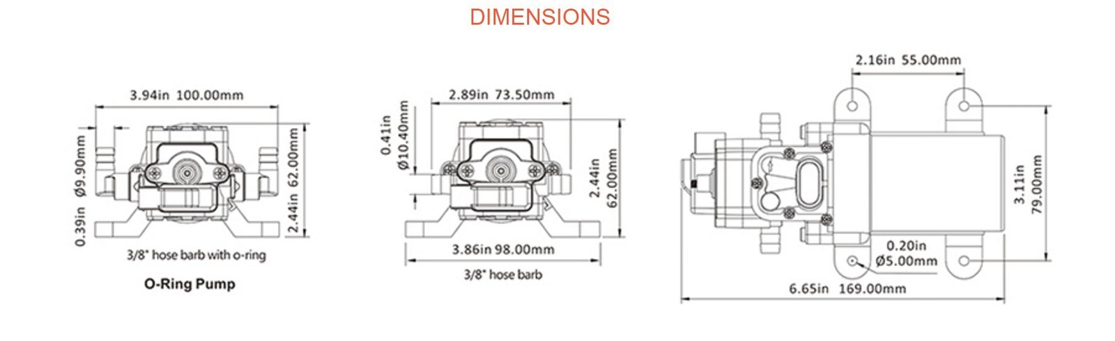 12V DC 1.2 GPM 35 PSI 21-Series Diaphragm Water Pressure Pump for Caravan/RV/…