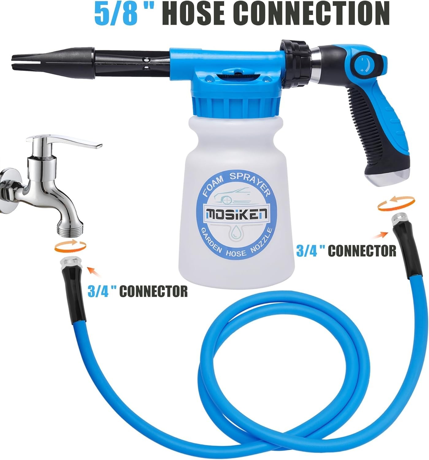 Nozzle Spray Car Wash Gun Cannon Soap Foam Dirt Dust Blaster Hose Thick Sprayer