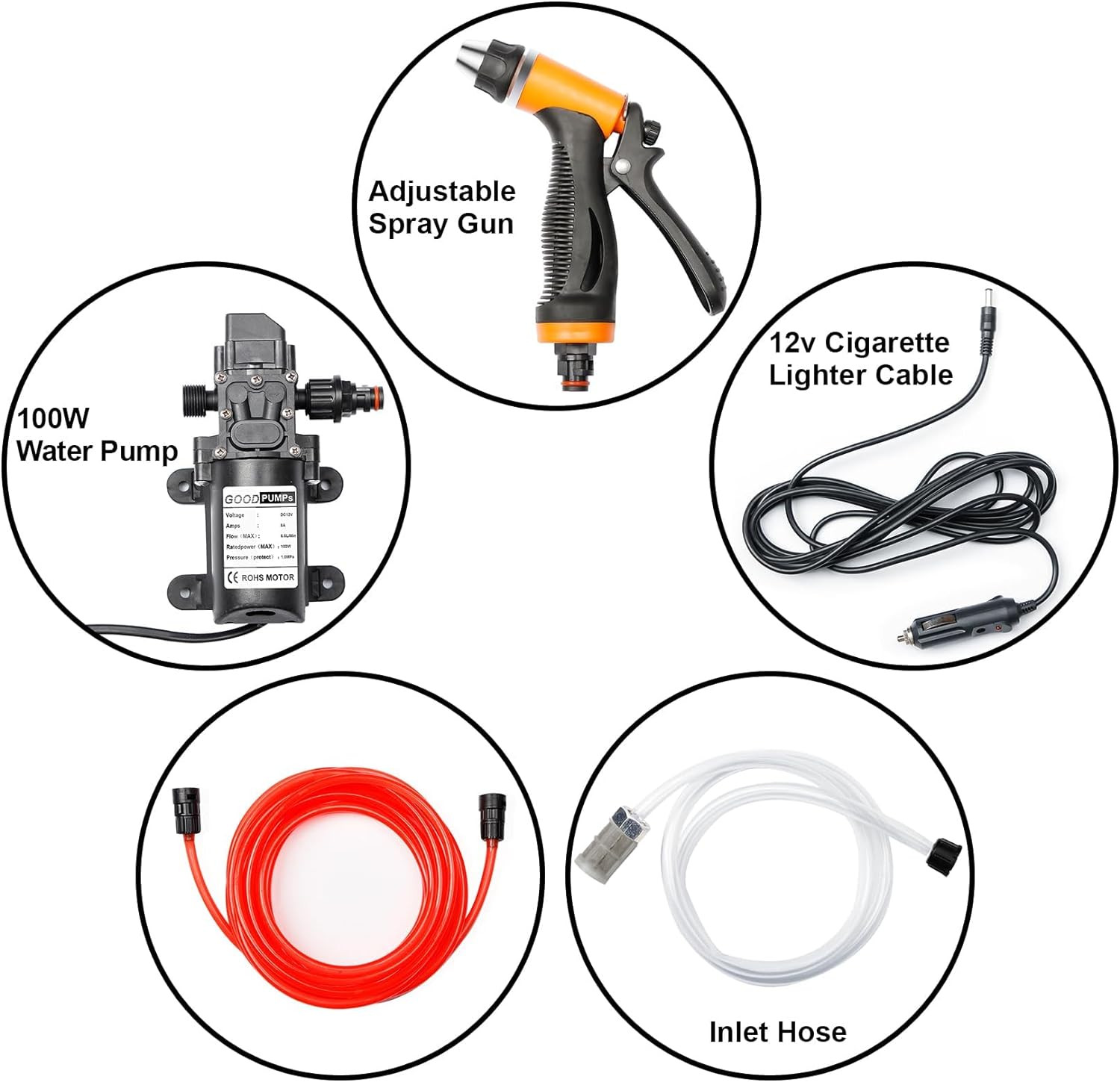 Portable Intelligent Electric Pressure Washer Pump 100W 160 PSI 12V Portable Pre