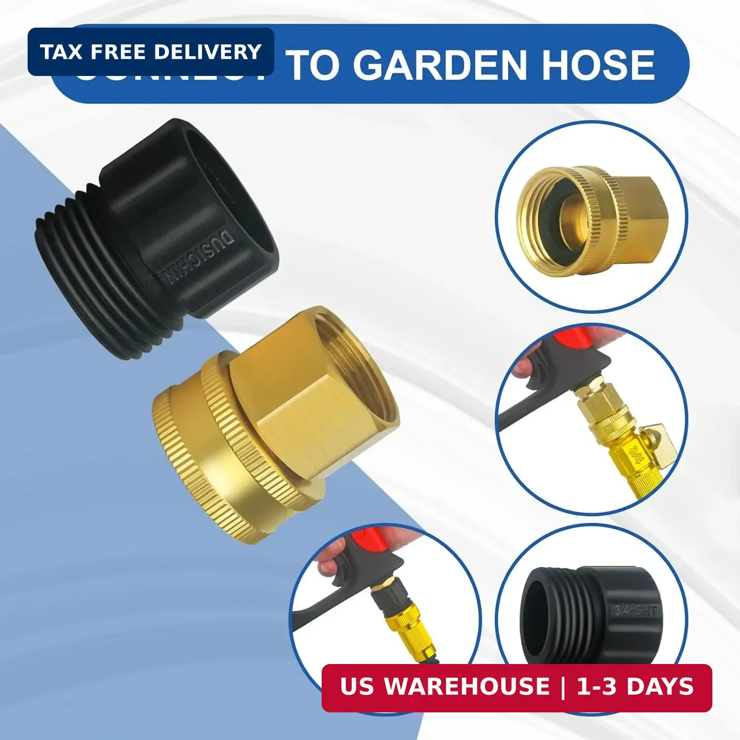 DUSICHIN Garden Hose Fitting Pressure Washer Gun to Water Hose Adapter, 3/4 INCH