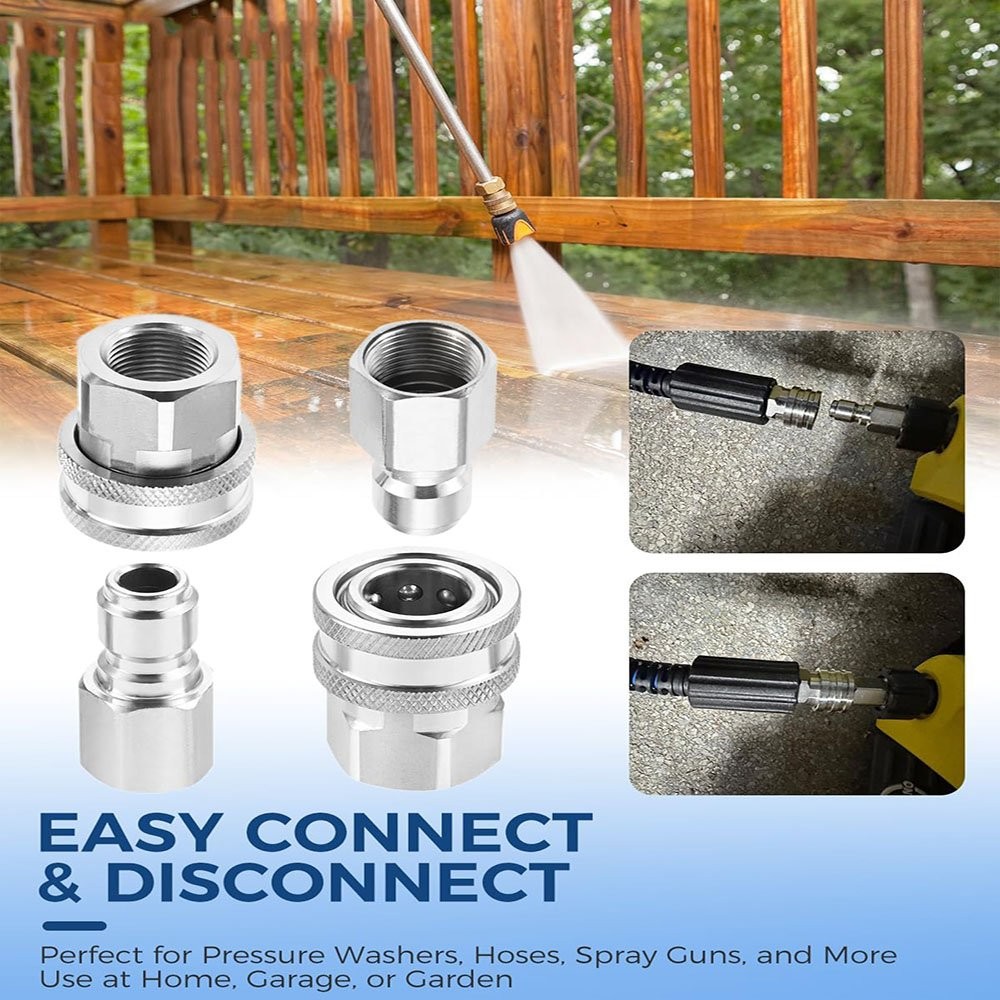 4PCS Stainless Steel G3/8″ Male & Female to 3/8” Quick Connect
