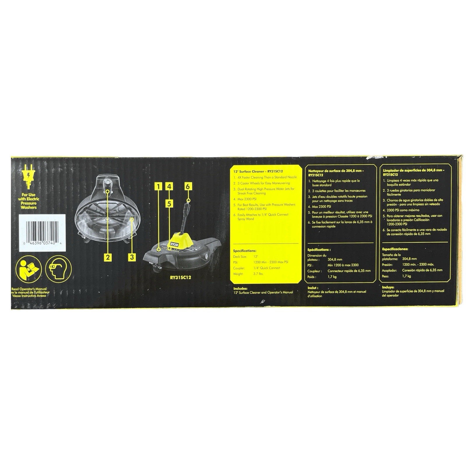 RYOBI RY31012 12 in. 2300 PSI Electric Pressure Washers Surface Cleaner
