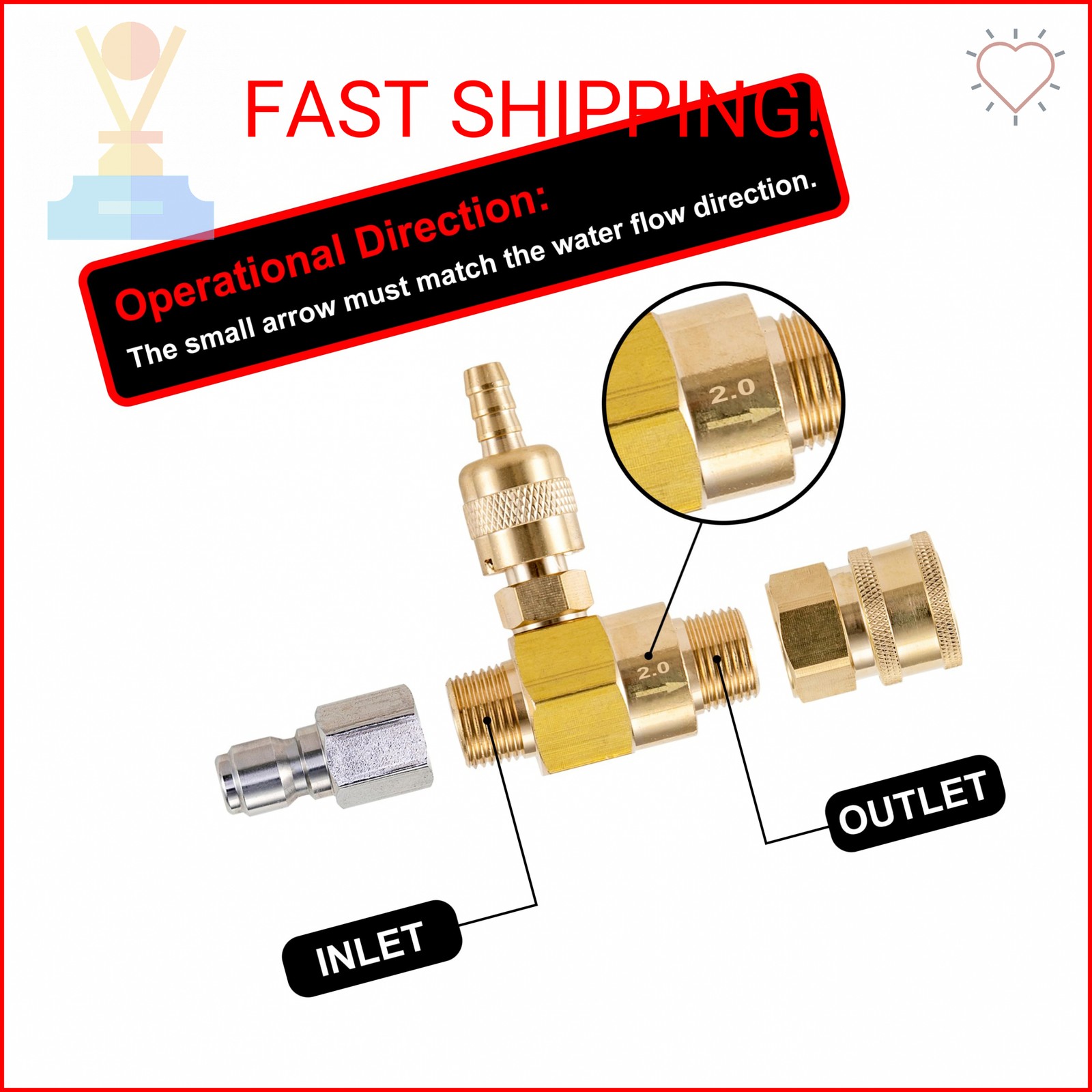 Raincovo Downstream Injector for Pressure Washer, Power Washer Chemical Injector