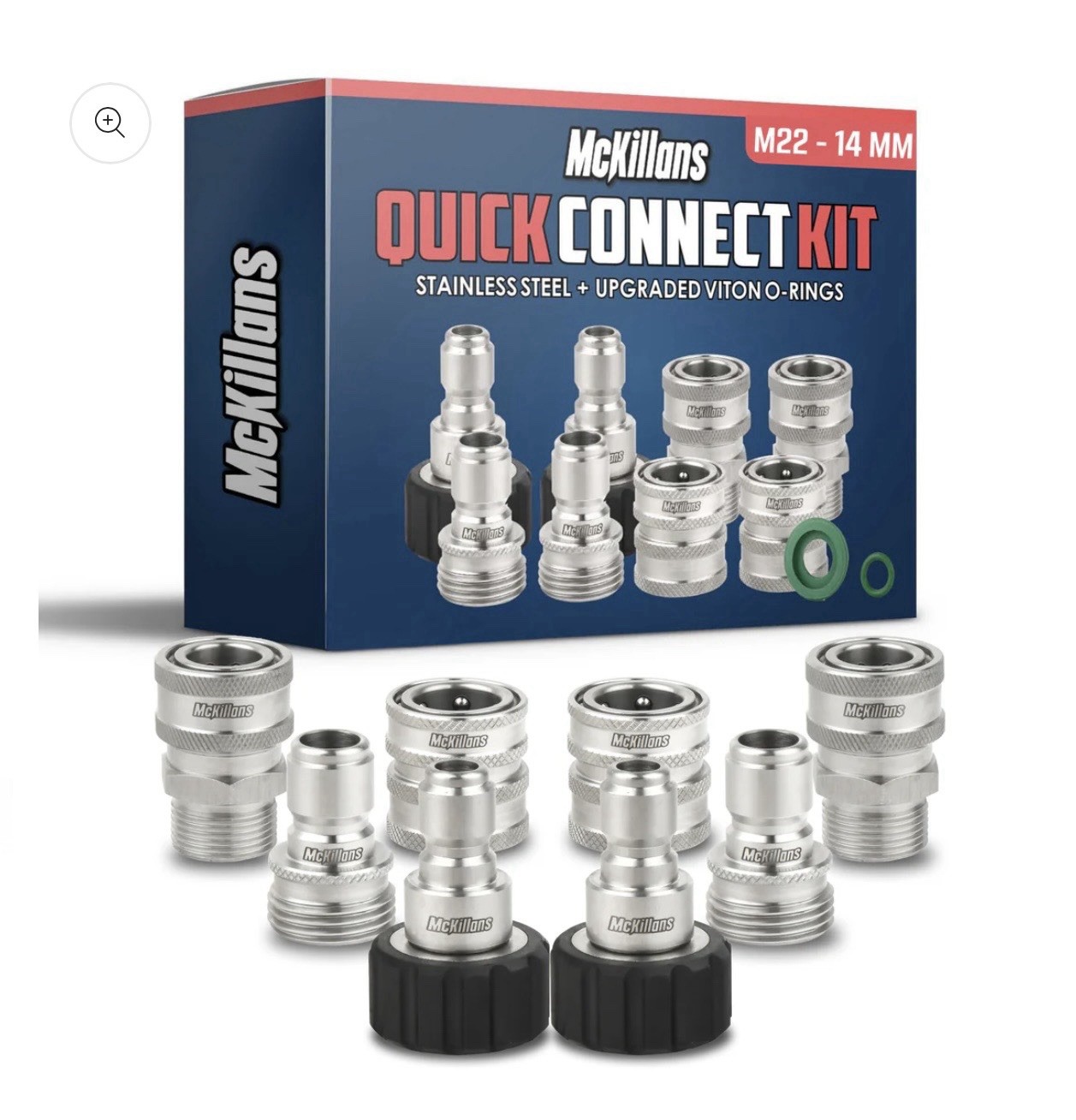 McKillans® M22-15mm Pressure Washer Quick Connect Kit, M22-15mm to 3/8 Male