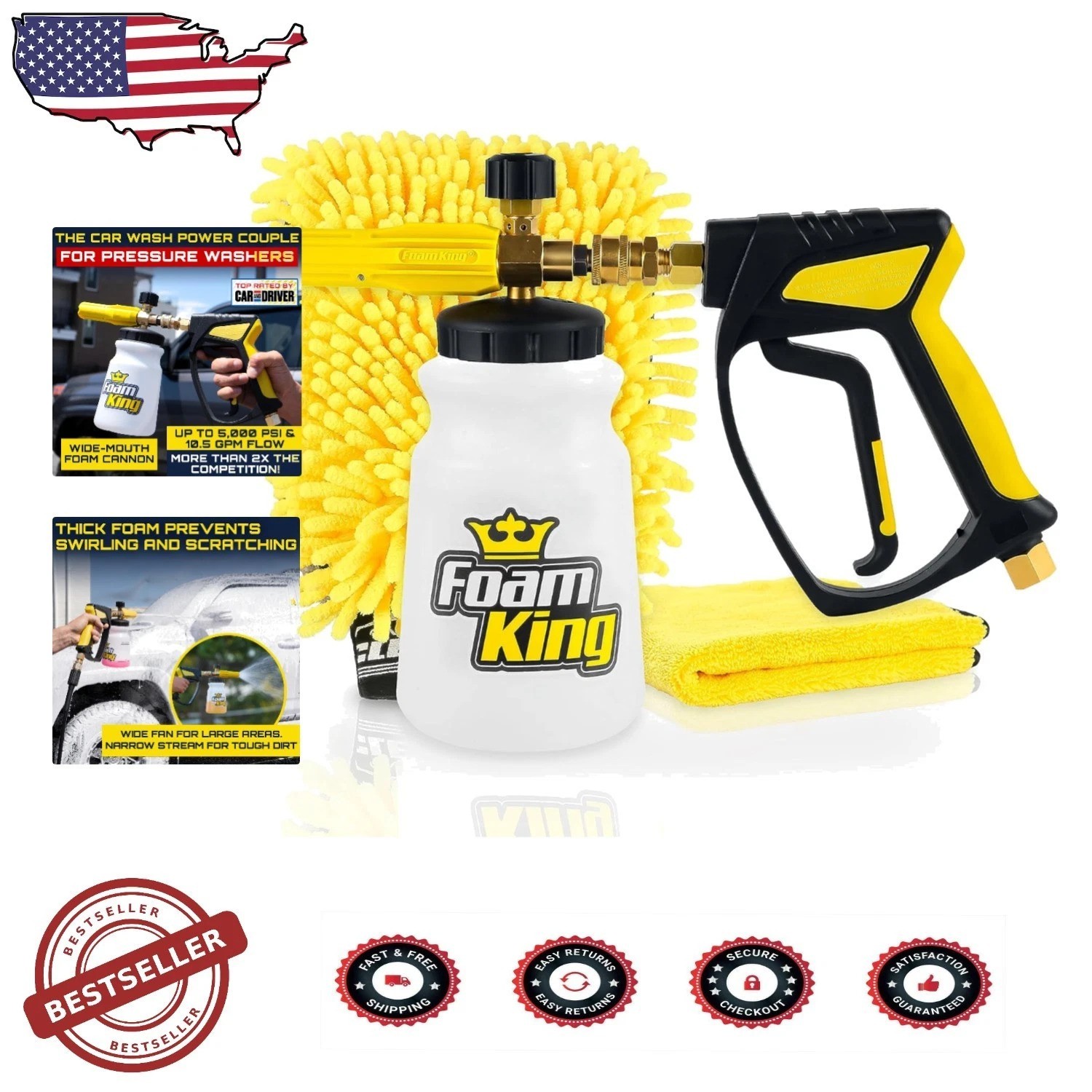 Glass & Plastic Foam Cannon: Stubby Sprayer, Swivel, Ultimate Cleaning Tool