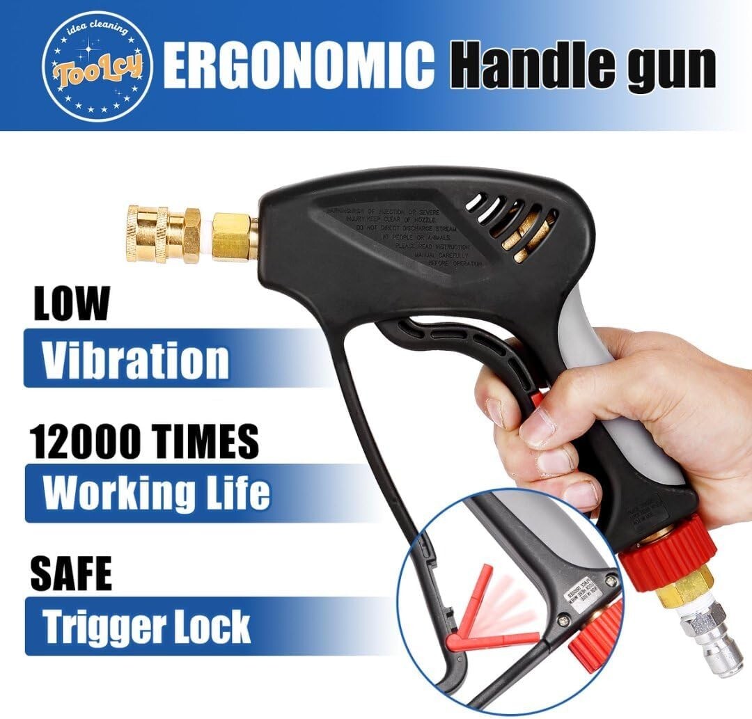 TOOLCY 5000 PSI Pressure Washer Gun & Wand M22-14mm Adapter 1/4″ Quick Connect