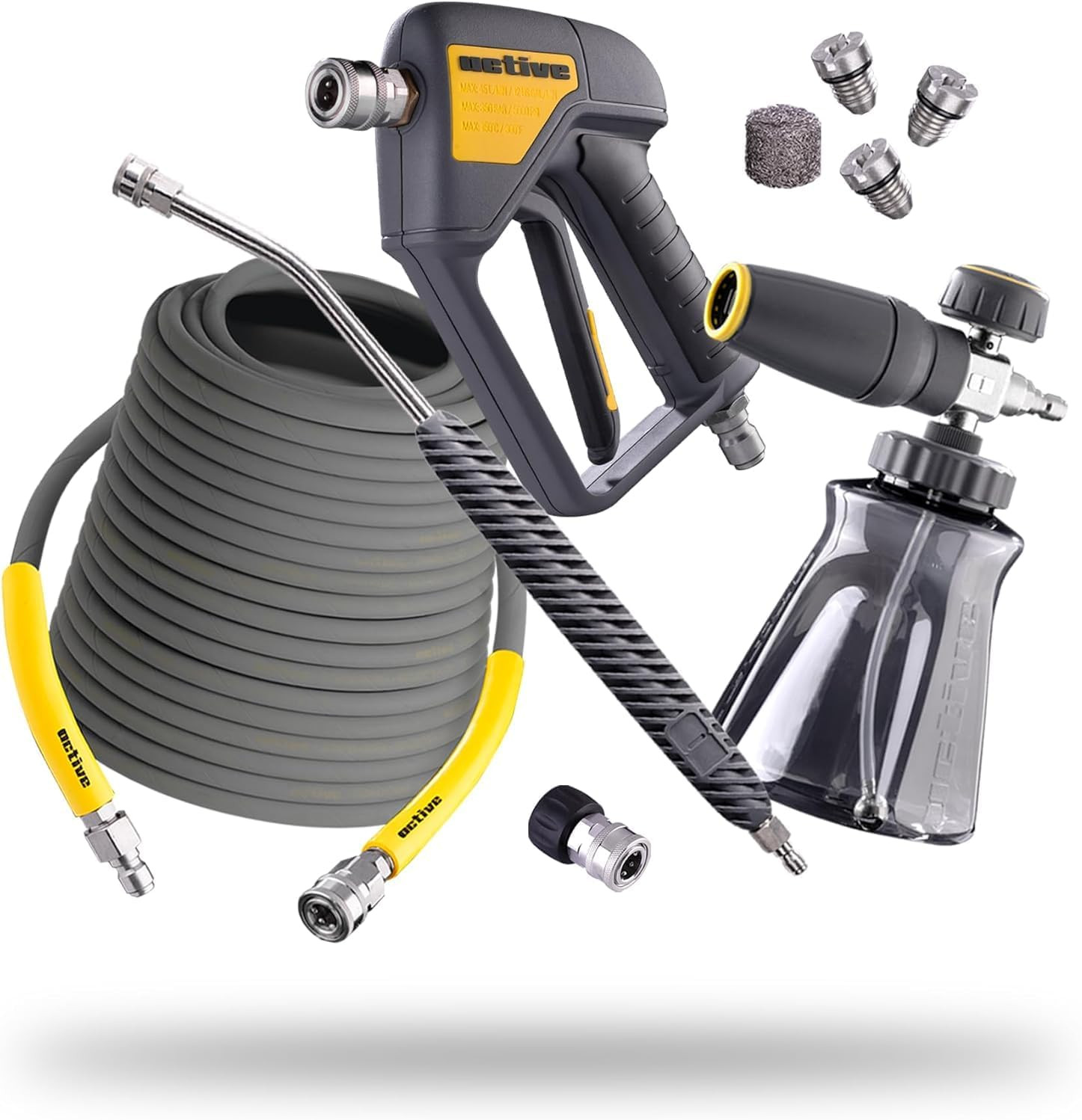 Active Pressure Washer Accessory Bundle, Adaptable for All Electric & Gas Pressu