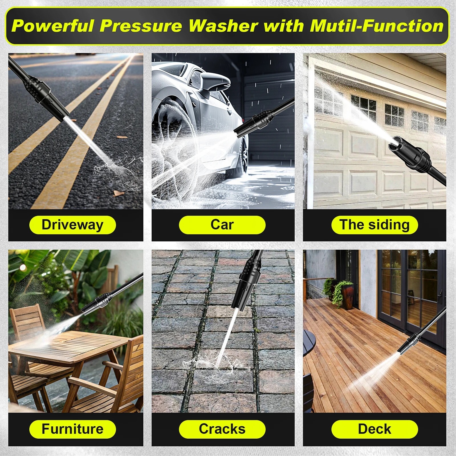 Gisam 180Bar 2200W Electric High Pressure Washer Car Washer Gun Garden Washing