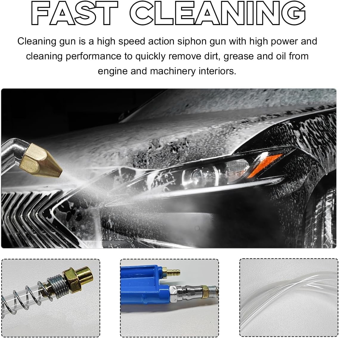 Air Blow Gun Pneumatic Engine Cleaning with 4Ft Hose, Aluminum Car…