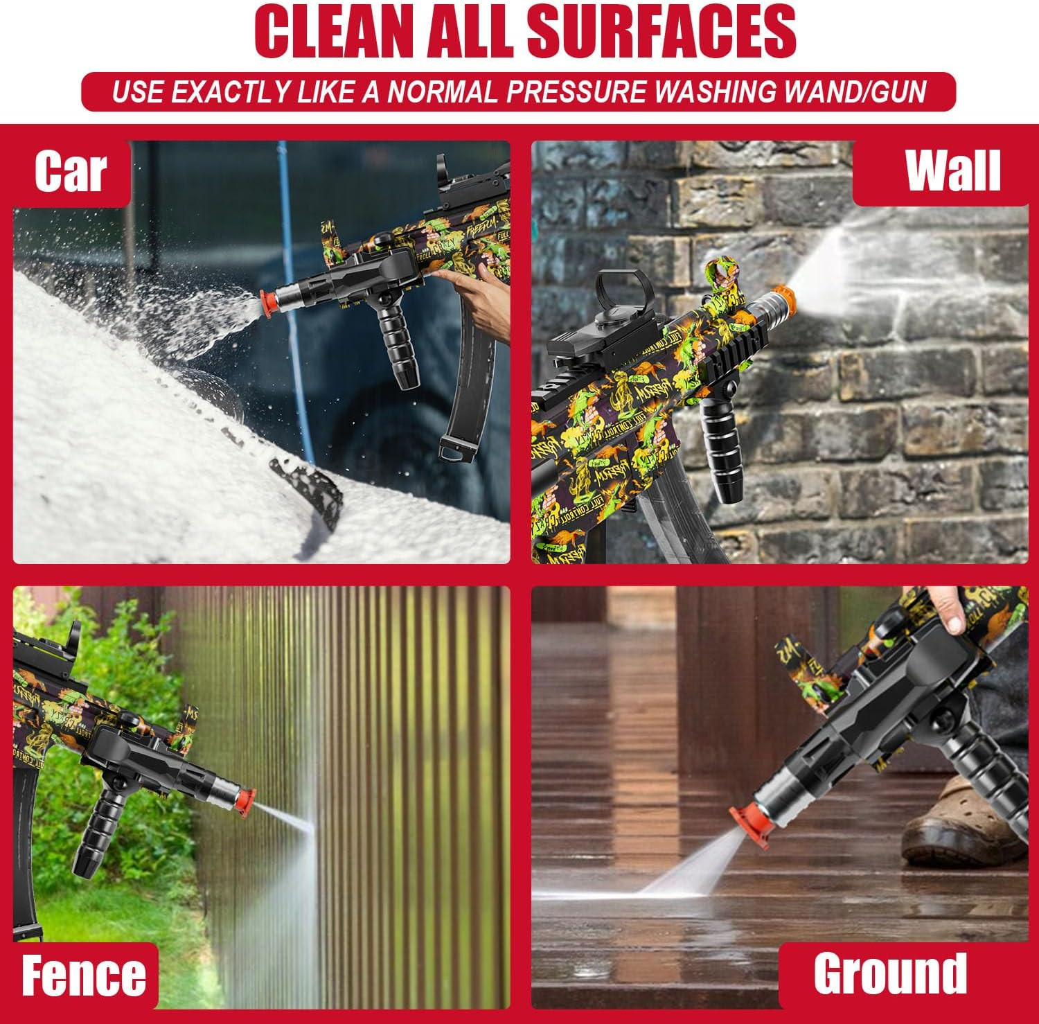 MP5 Model Pressure Washer Gun with Swivel & 4 Nozzles, 3600 PSI High Pressure Sp