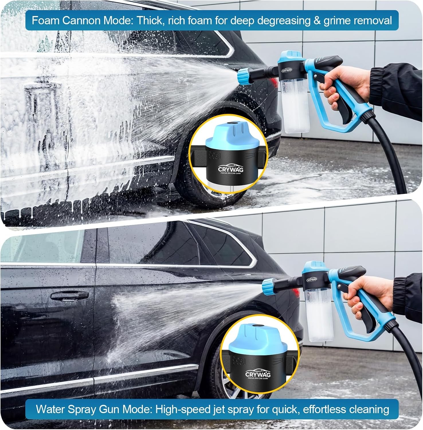 Car Wash Foam Gun for Garden Hose, Foam Cannon Car Wash Kit with Microfiber Wash