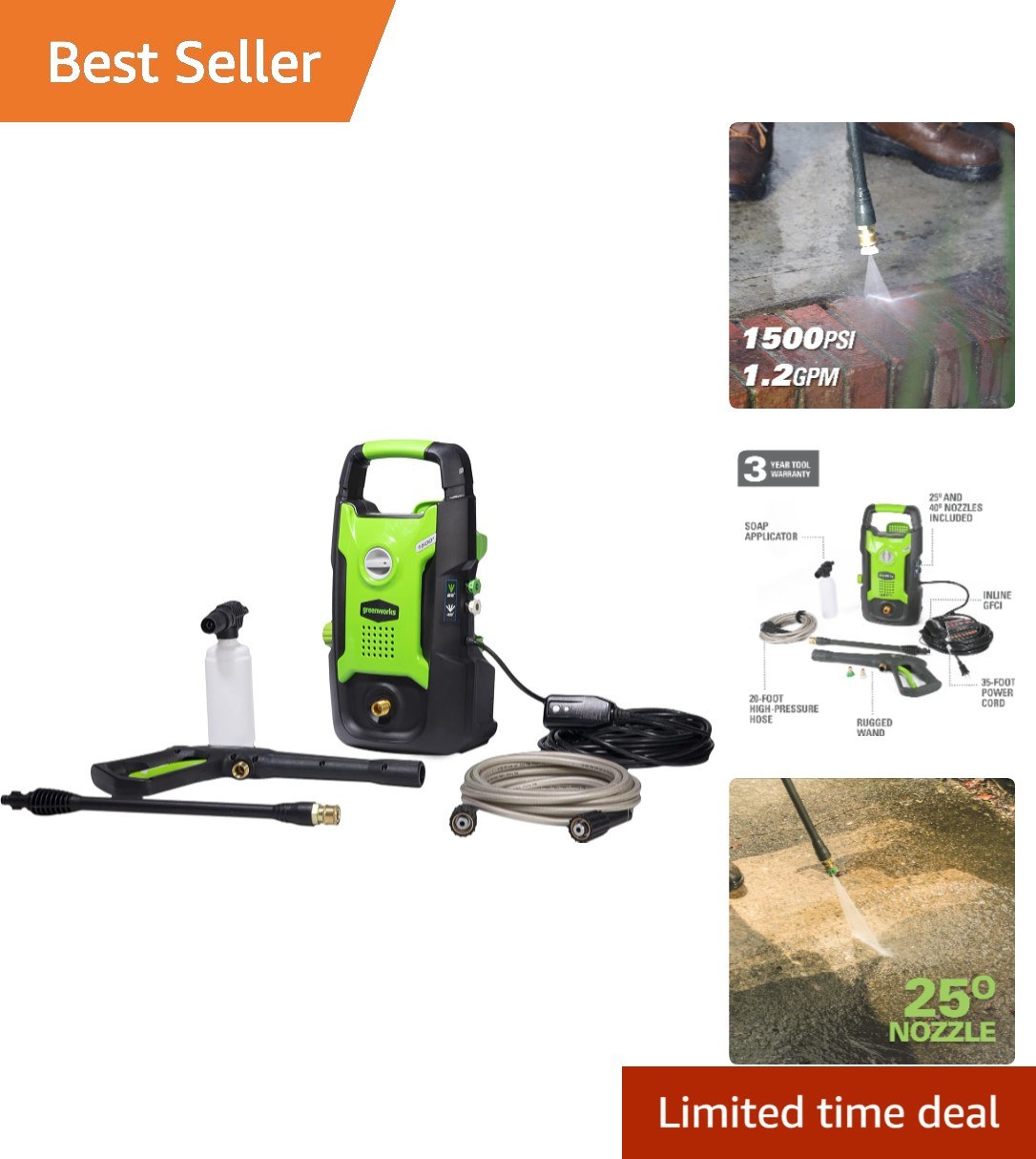 Electric 1500 PSI Pressure Washer – Lightweight & Versatile Outdoor Cleaner