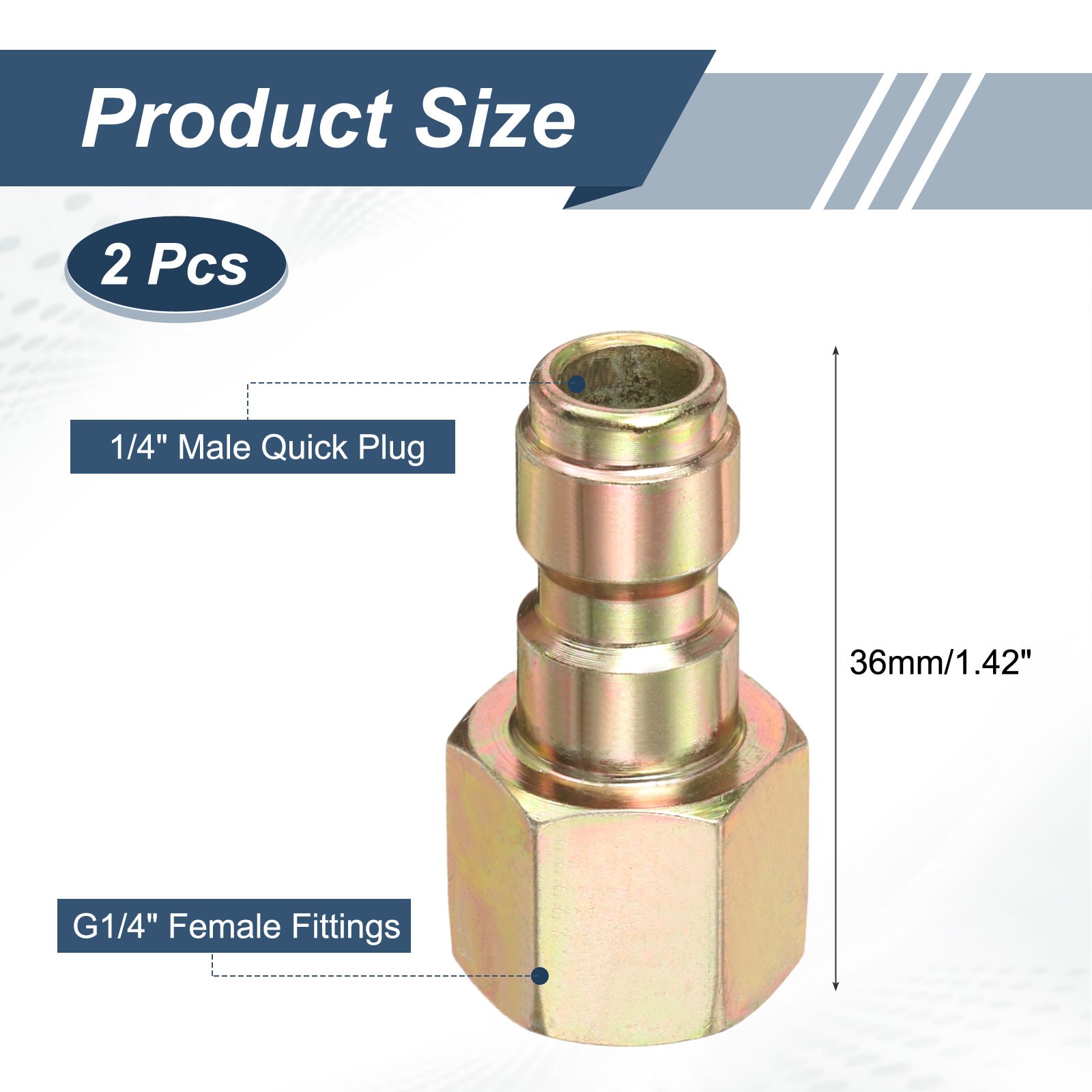 2Pcs Pressure Washer Adapter 1/4″ Male Quick Plug to G1/4″ Female Fittings