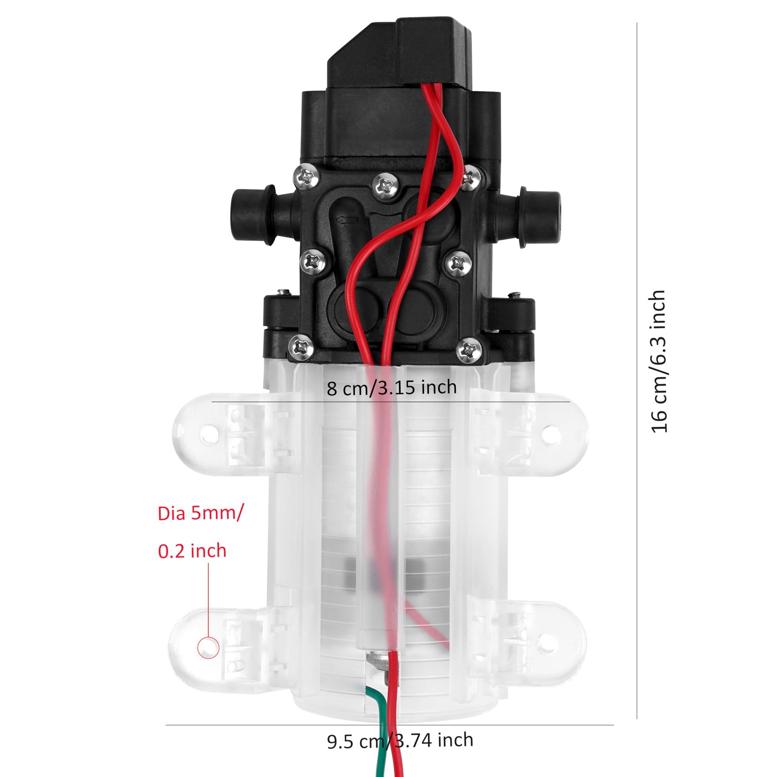 12V Diaphragm Water Pump with Pressure Switch – 1.2 GPM 80 PSI Self-Priming S…