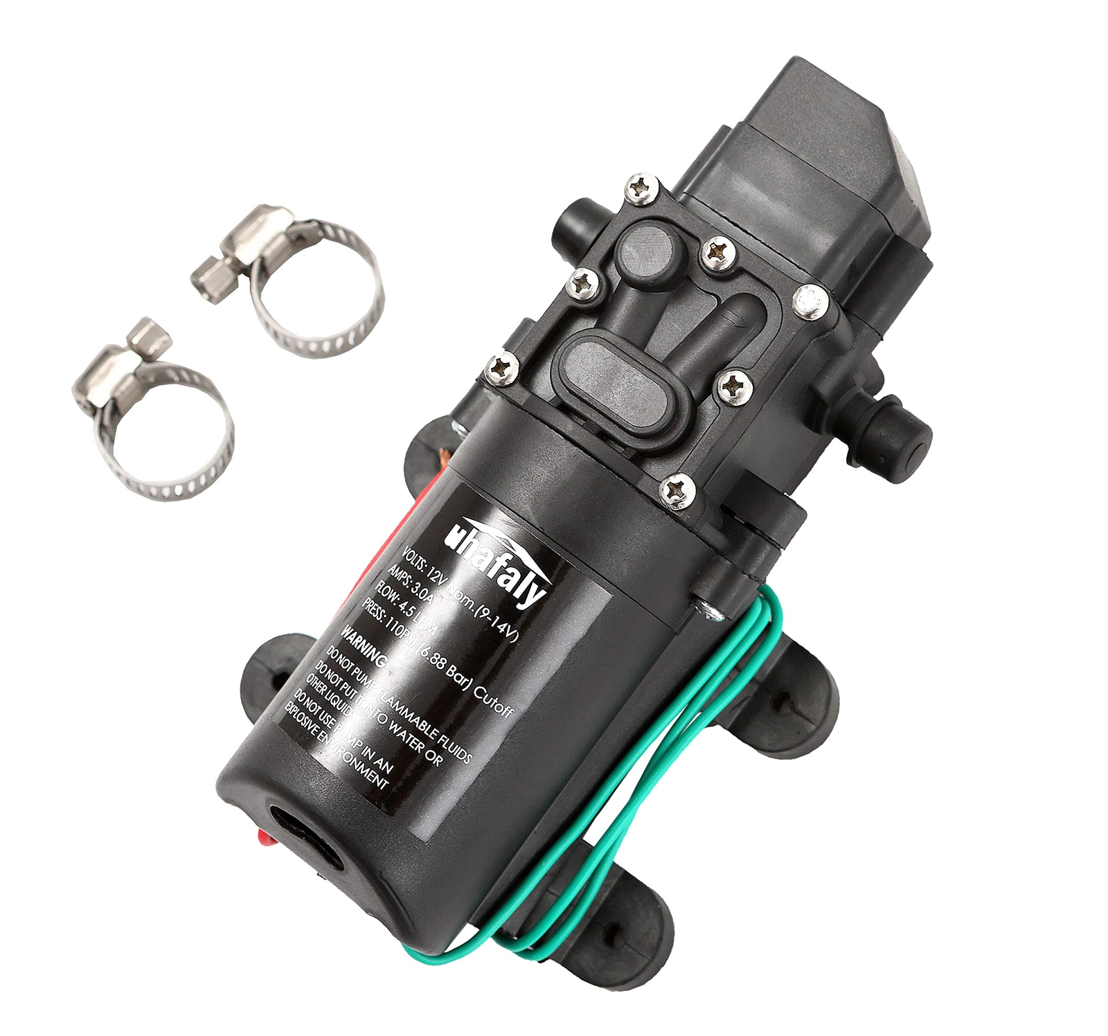 12V DC Fresh Water Pump with 2 Hose Clamp 12 Volt Diaphragm Pump Self Priming