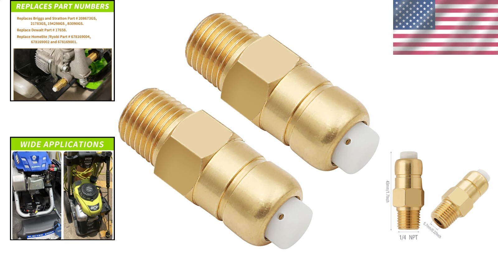 Thermal Relief Valve for Pressure Washer Pump 1/4