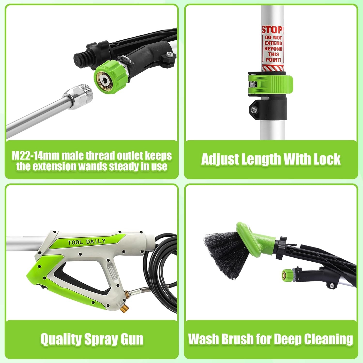 21FT Telescoping Pressure Washer Wand with Brush, Power Washer Extension Wand