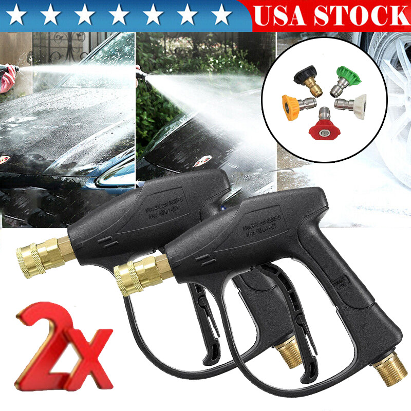 1/4″ High Pressure Washer Gun 4000 PSI Car Wash Foam Spray Short Wand w/5 Nozzle