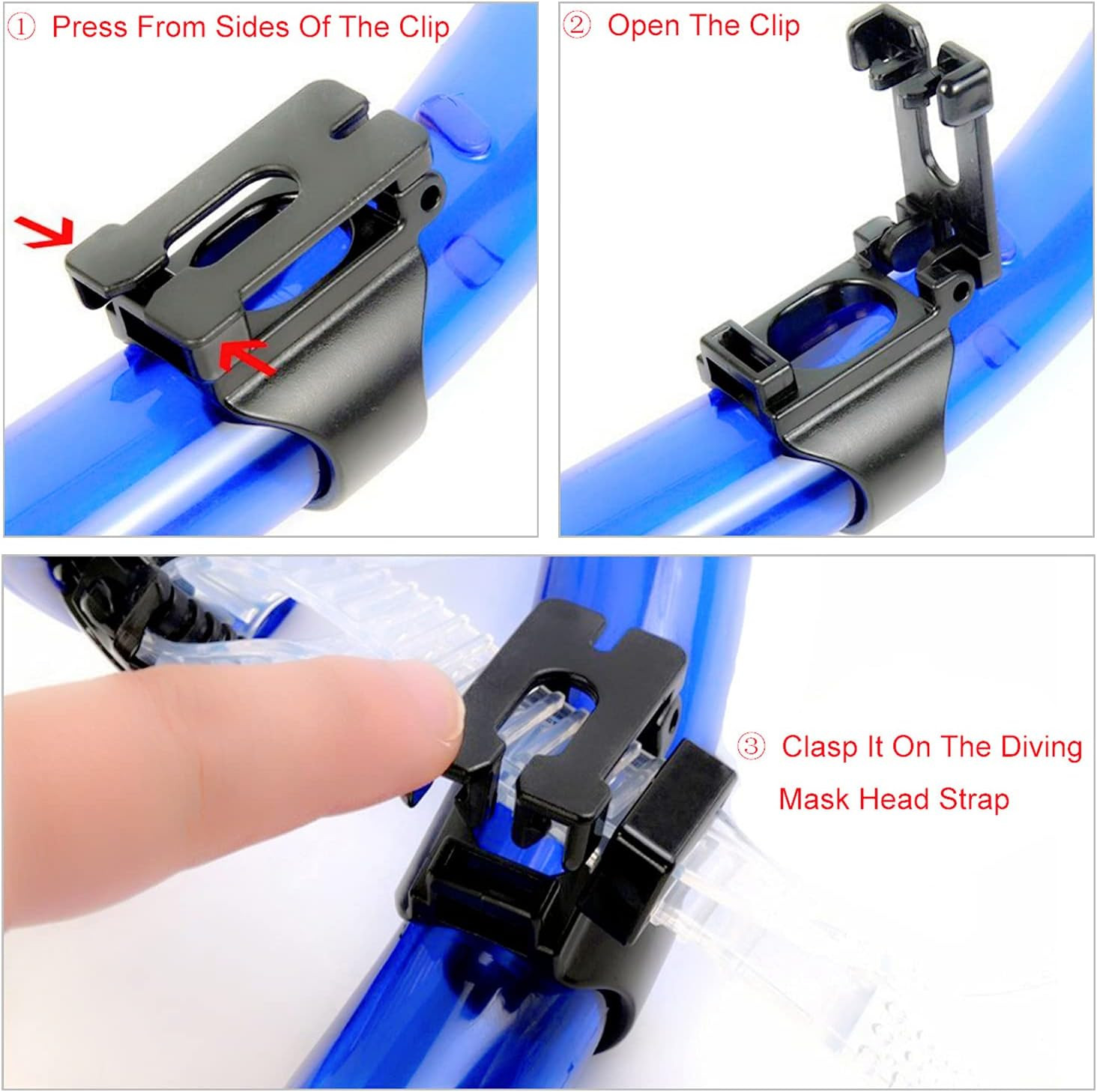 2 Pieces Scuba Dive Universal Plastic Clip Snorkel Keeper Retainer Replacement S