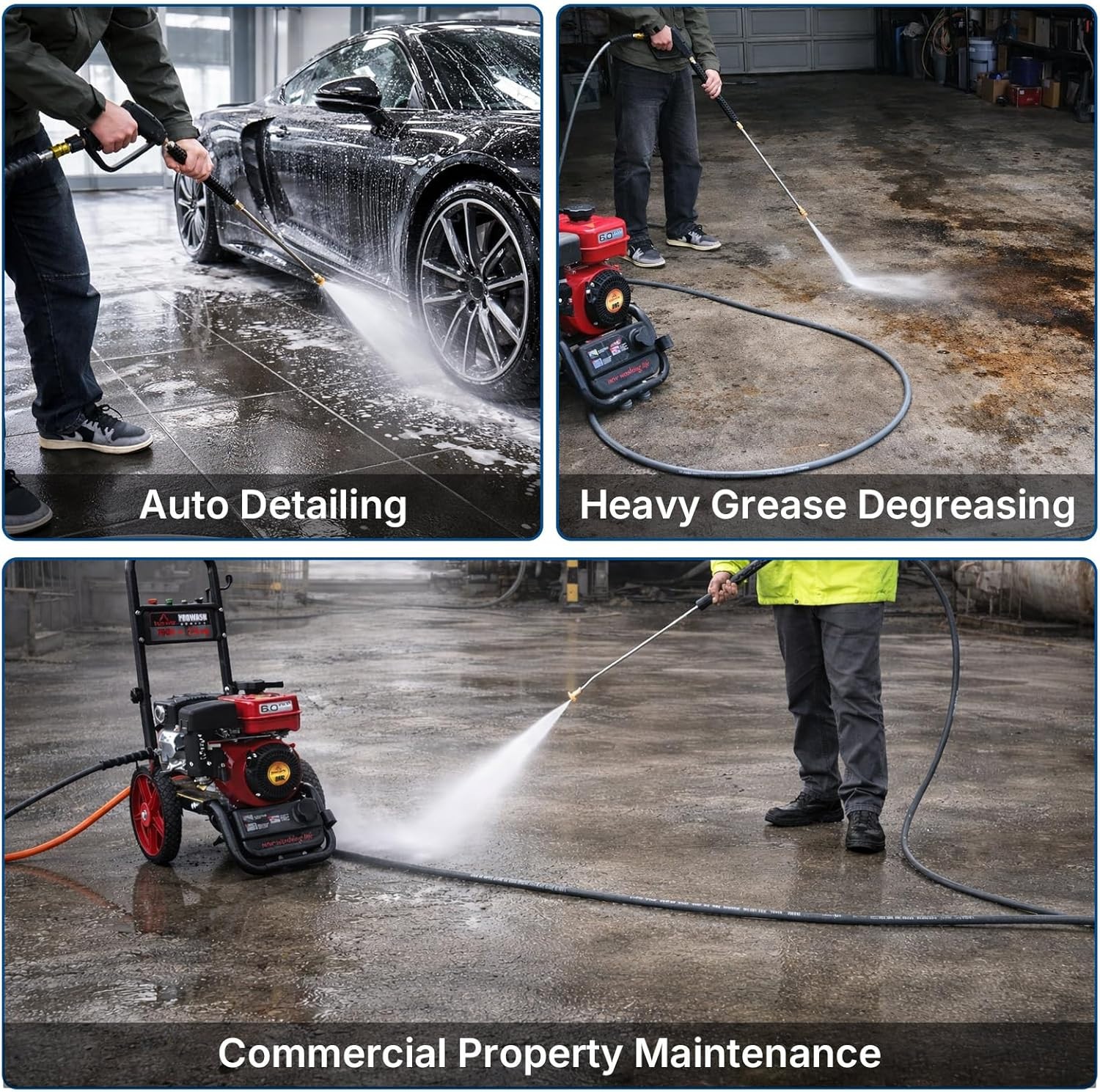 YAMATIC Pressure Washer Hose 100 FT, True 3/8″ID,4200 PSI, 250°F Hot Water, Stee