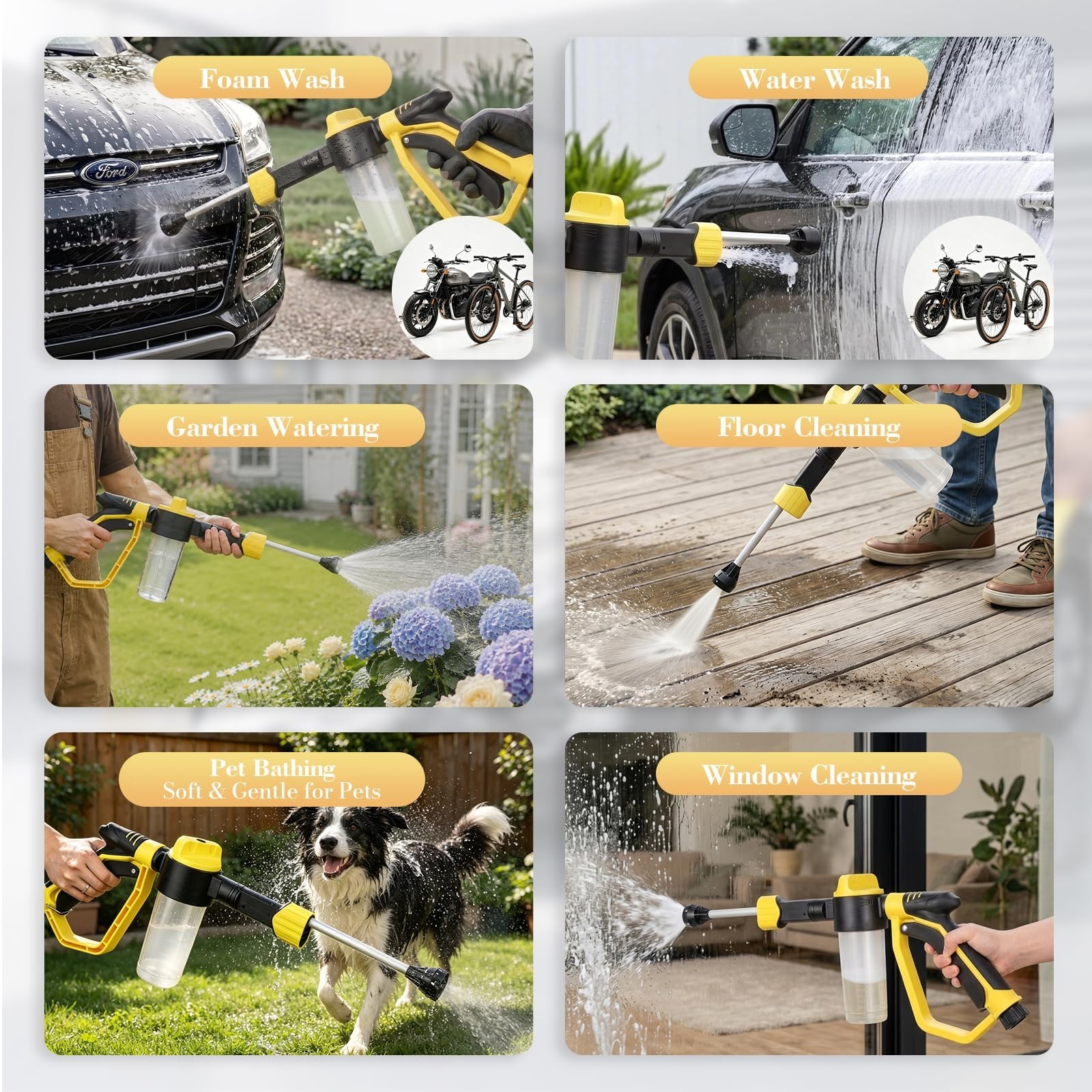 High Pressure Foam Gun for Garden Hose – 3 Spray Modes Car Wash Kit for Cars, Tr