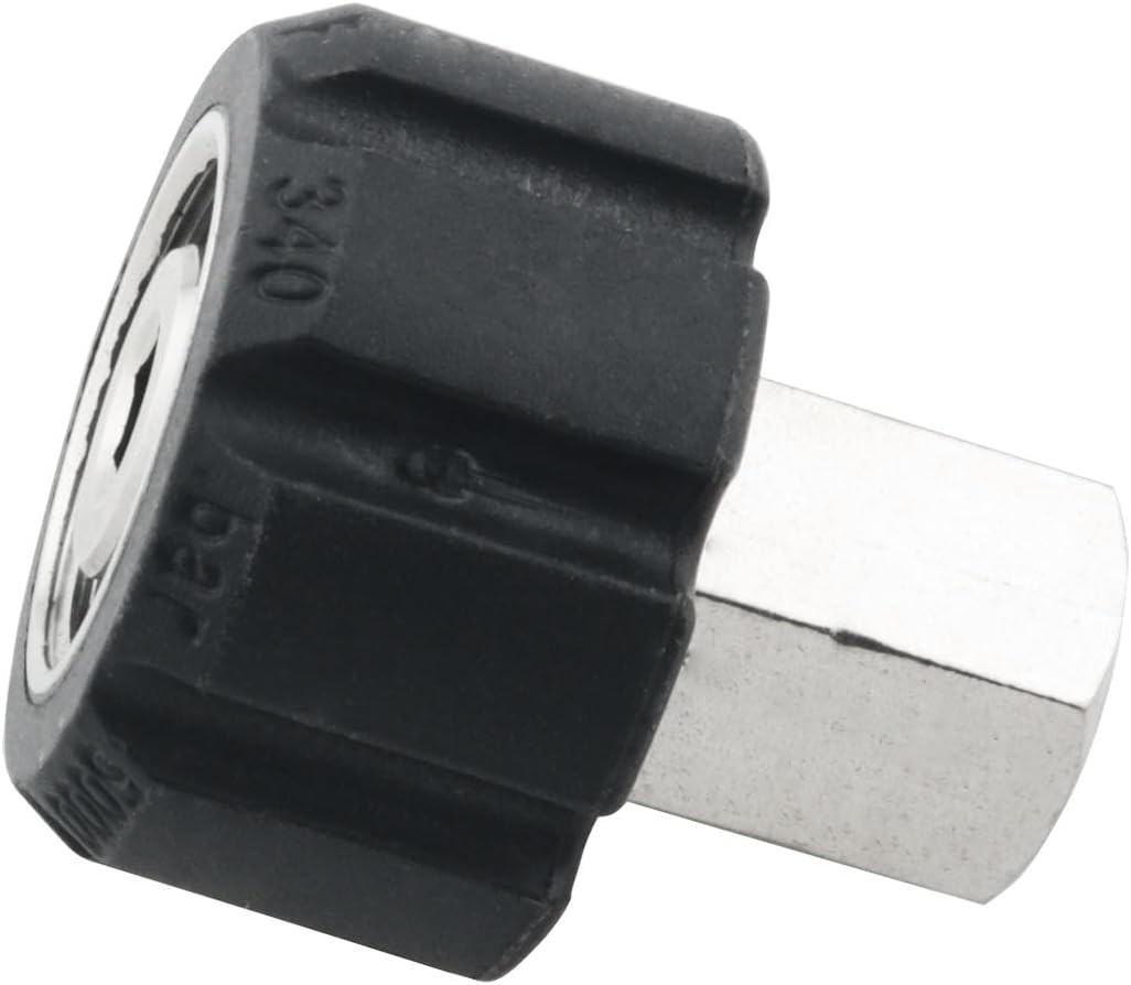 High Pressure Washer Adapter, M22 14mm Female to 3/8 Inch Female NPT, Stainless