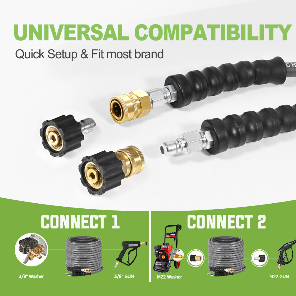 YAMATIC 3/8″ 4200 psi Hot Water Rubber Pressure Washer Hose 50/100/125/150 ft